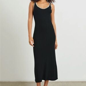 Rails Colleen Knit Black Midi Dress with Crochet Neckline